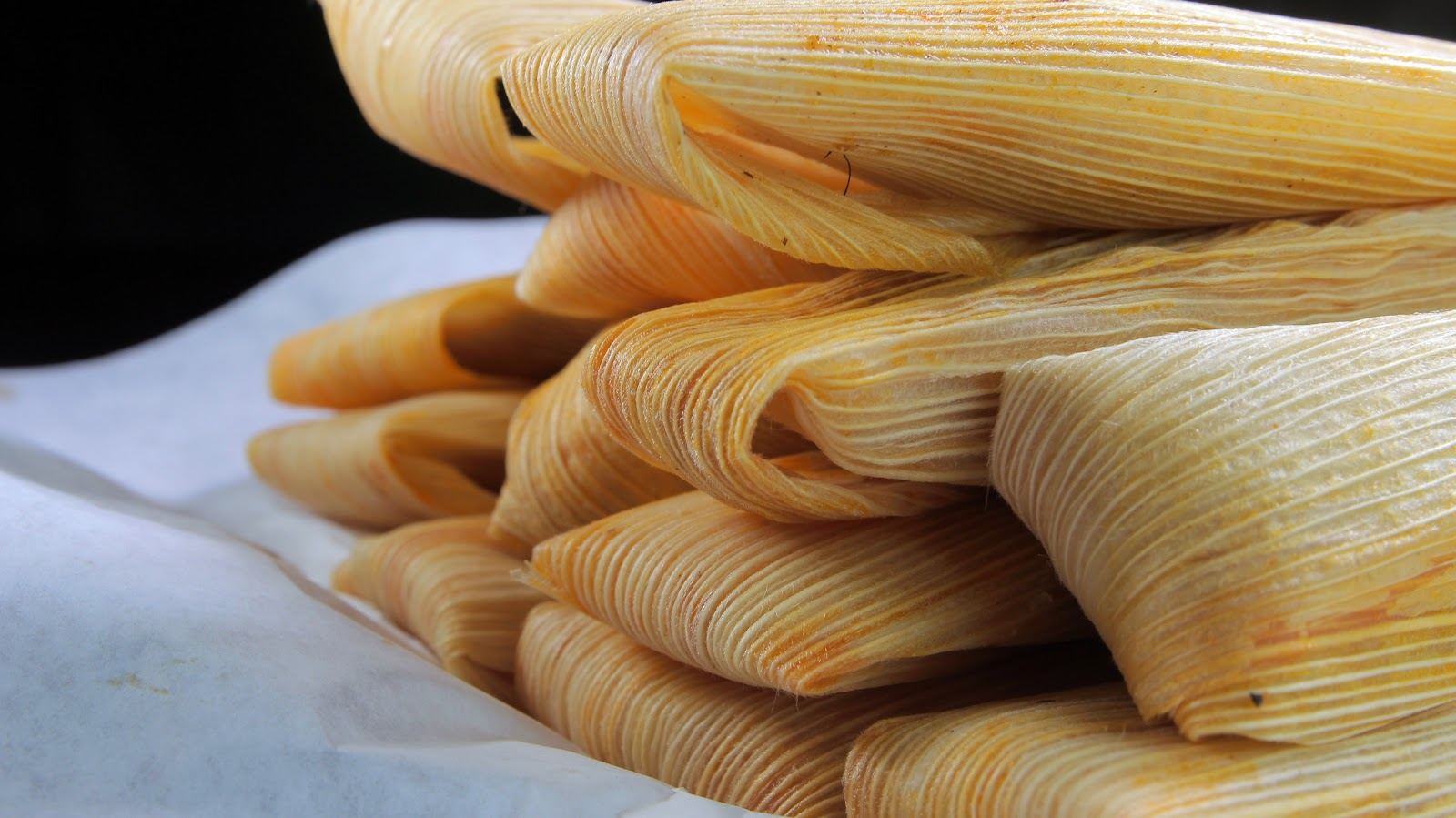 Close-up of a stack of tamales